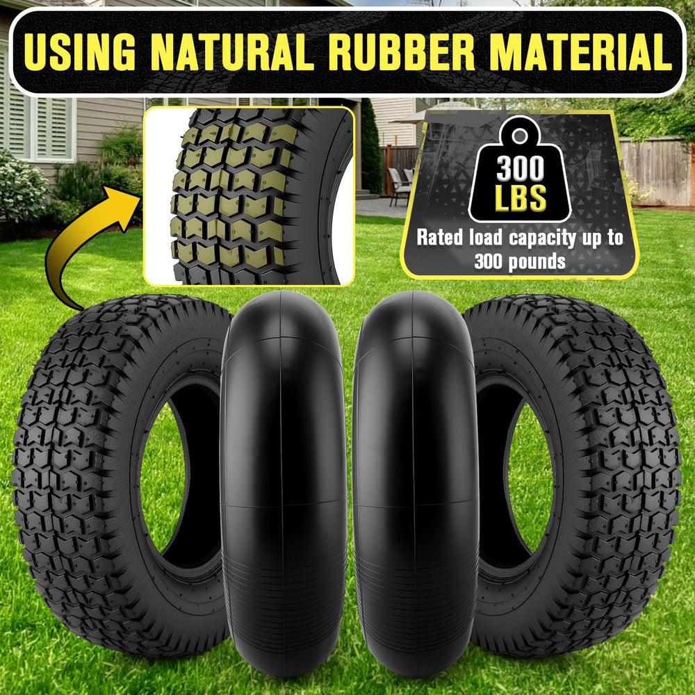 Lucky Seven tires on garden cart in yard showing reliable performance during light hauling