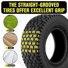 Lucky Seven tire mounted on riding mower demonstrating restored handling and stability