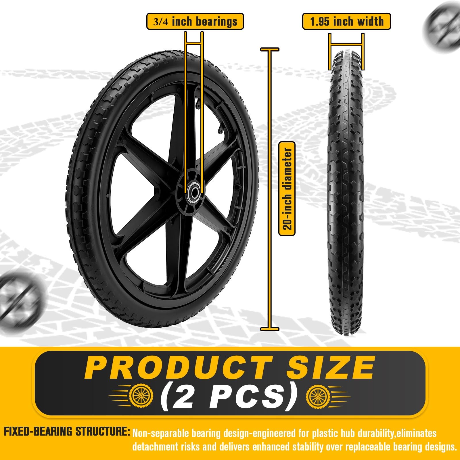 Lucky Seven solid rubber tread detail showing puncture resistance on rough ground