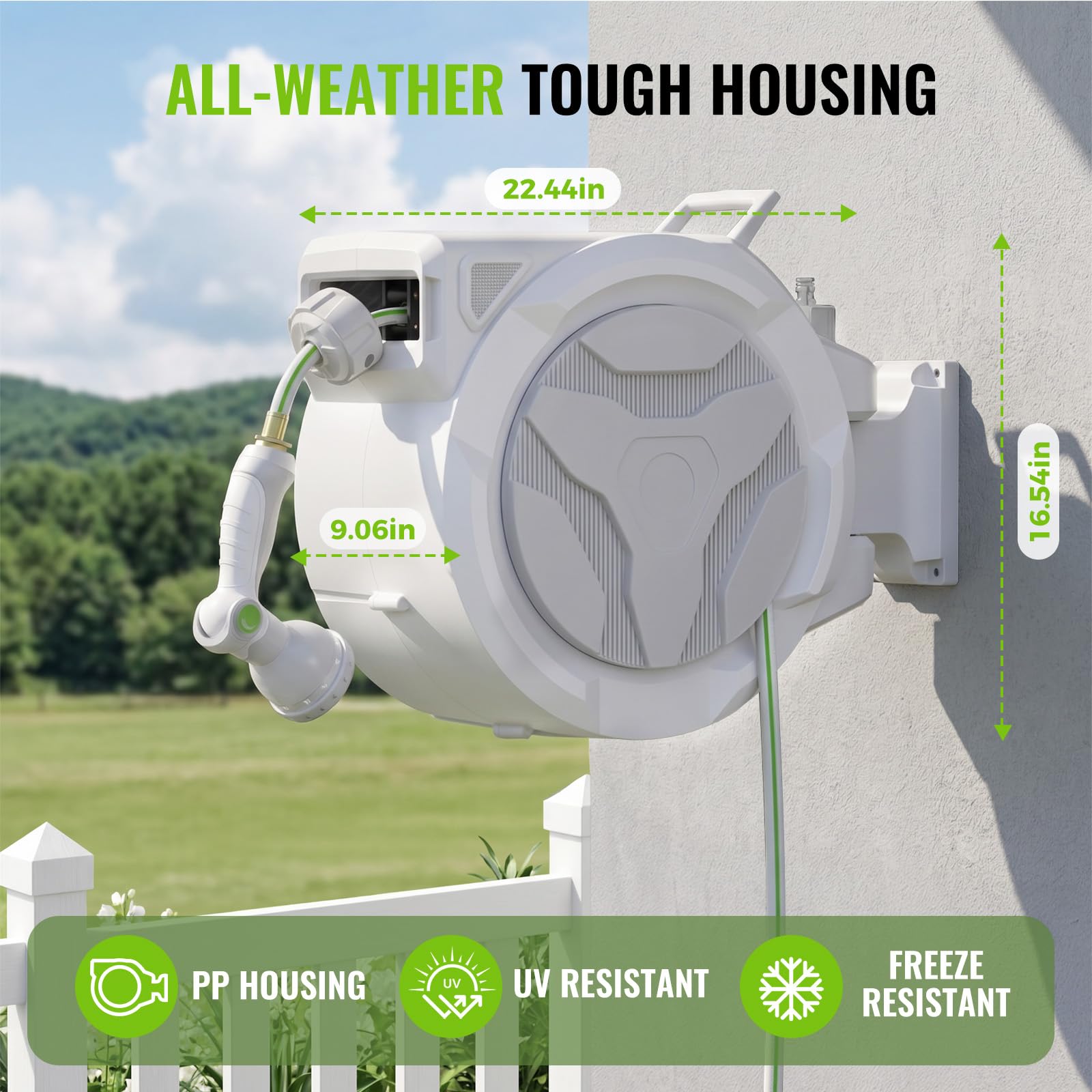 LUCKYTECH textured hose casing close-up showcasing UV-resistant weatherproof protection