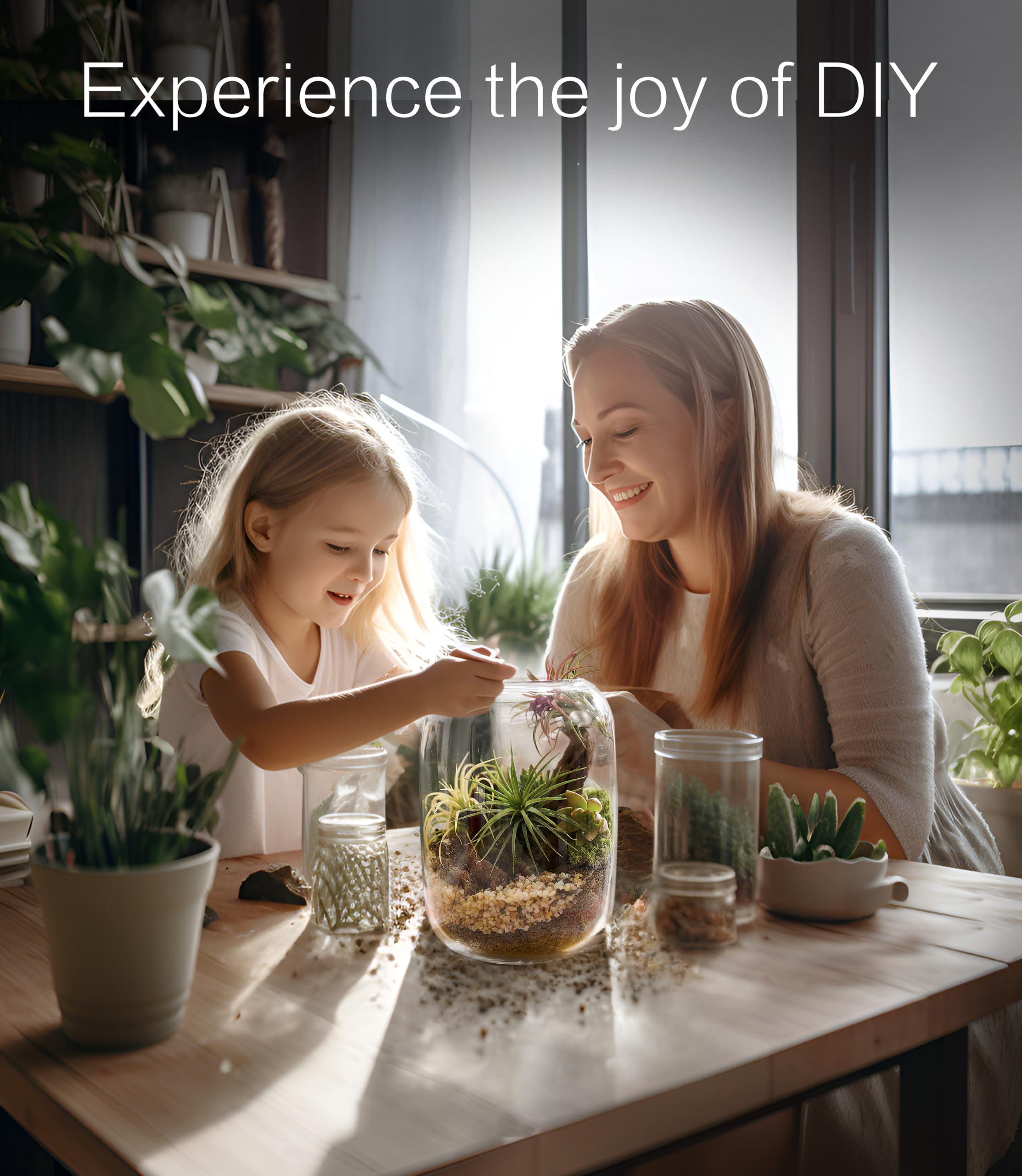 LUCKYRUNES terrarium styled on coffee table adding botanical decor to living room