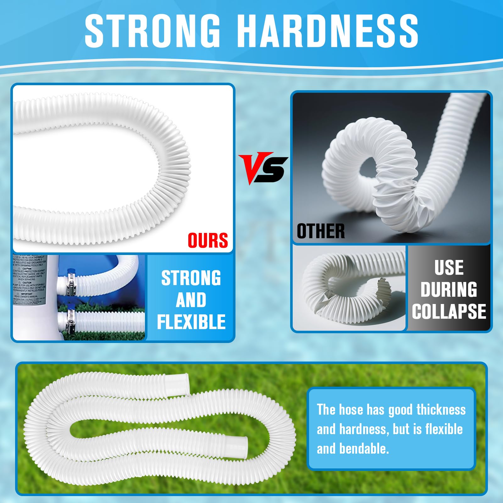 LuckySlycyc hose bending around filter showing kink-free flexibility