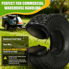 LuckySlycyc tire mounted on a riding mower in use delivering stable handling on grass
