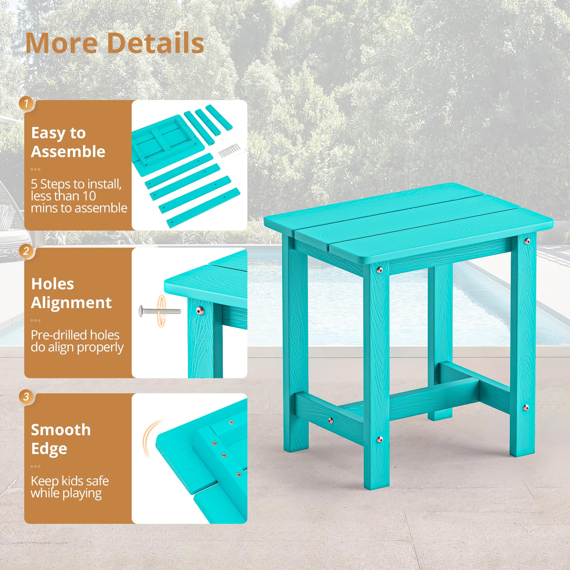 LUE BONA table on patio with chairs showing low-maintenance coastal style