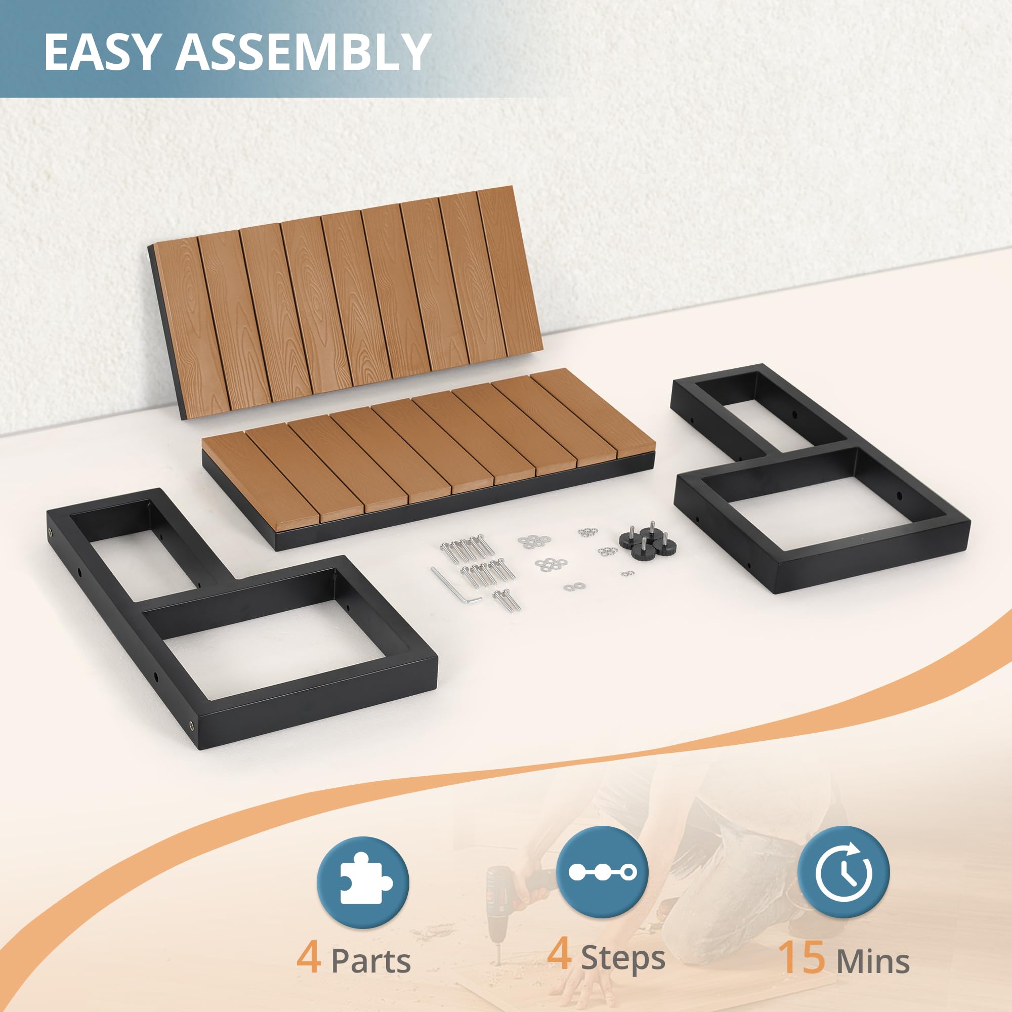 LUE BONA teak and dark grey color comparison for decor matching