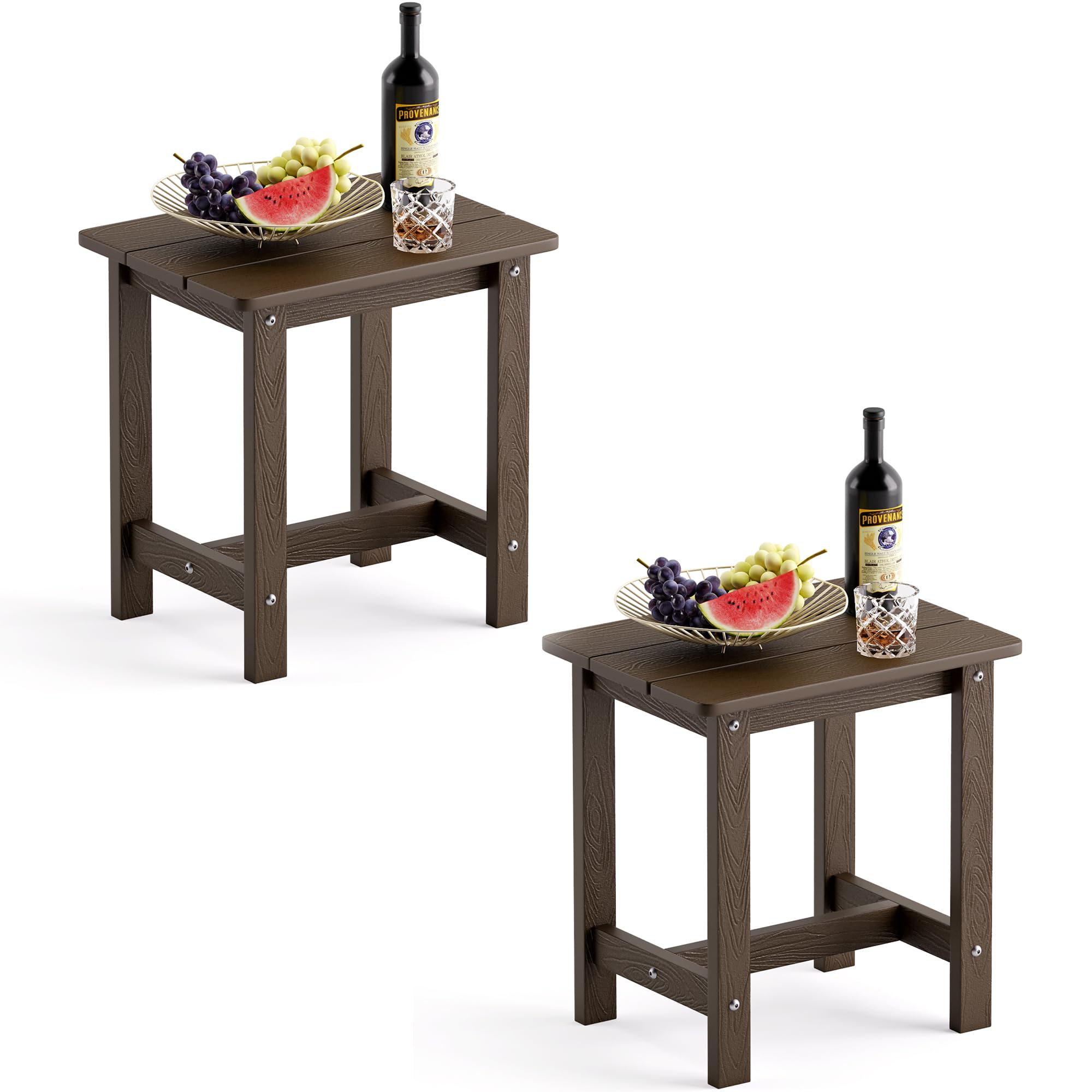 LUE BONA front view of dark brown side table showing compact design and durability