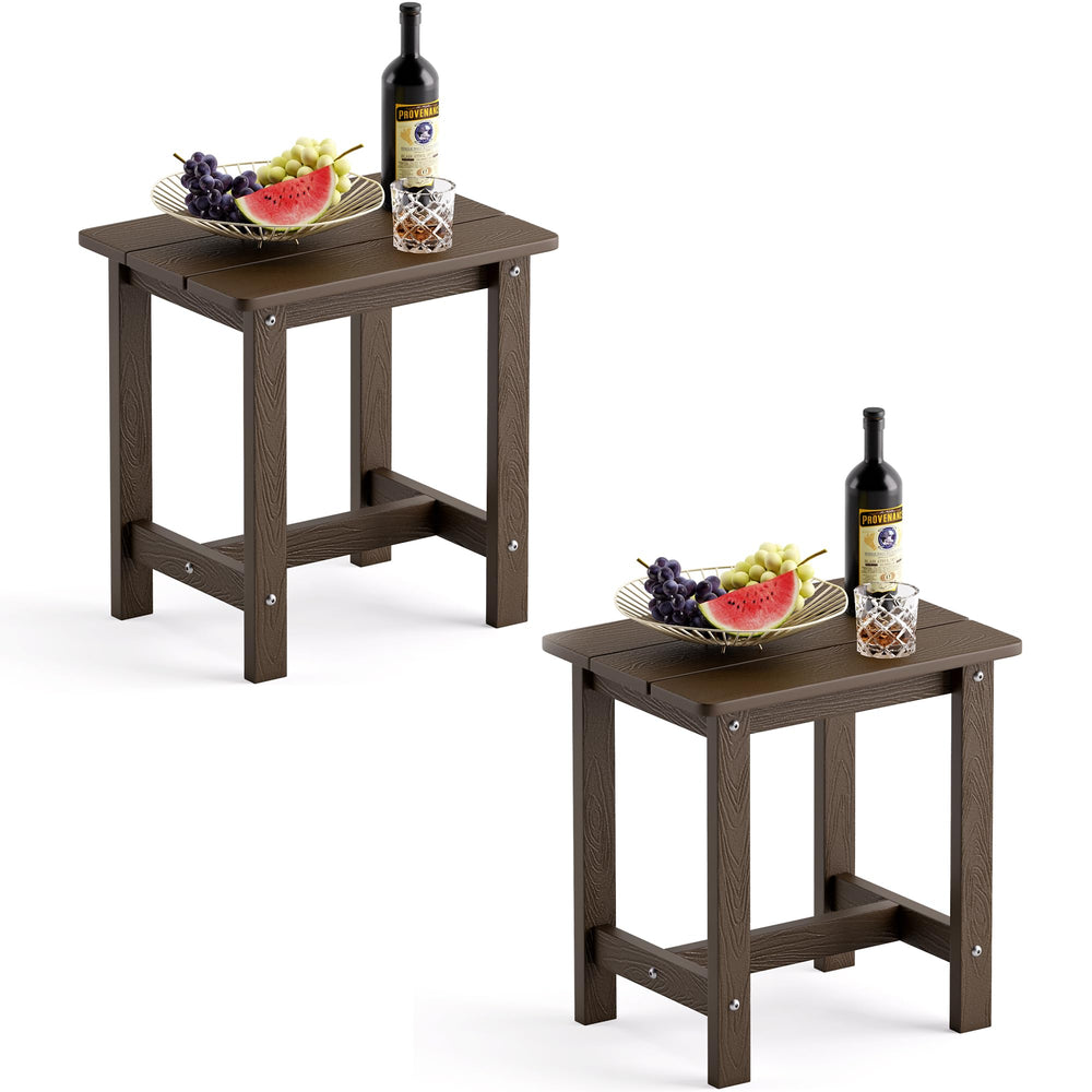 LUE BONA front view of dark brown side table showing compact design and durability