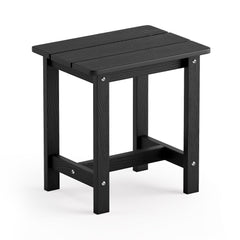 LUE BONA front view of black Adirondack side table showing stable, weatherproof surface