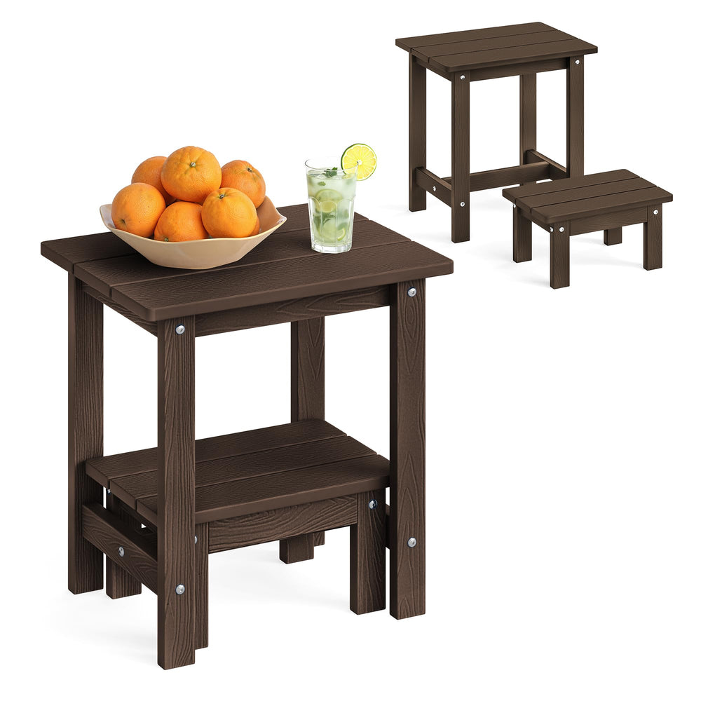 LUE BONA front view side table showing compact, sturdy outdoor surface