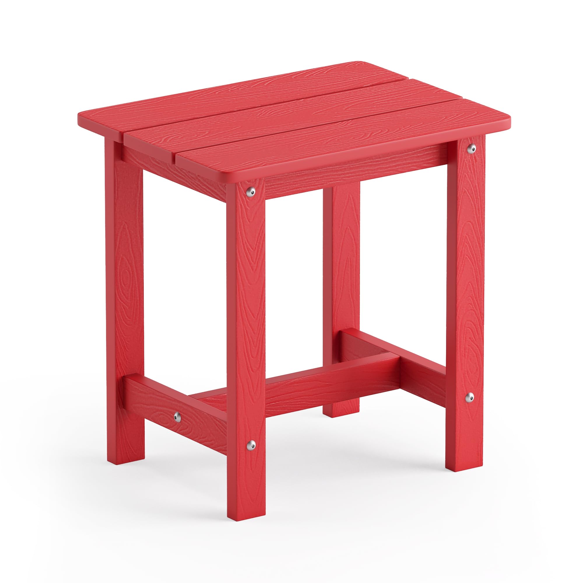 LUE BONA front view of bright red side table showing durable design and curb appeal