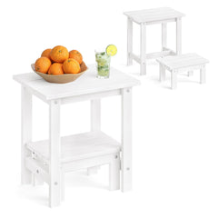 LUE BONA front view white side table showing clean lines and outdoor-ready design