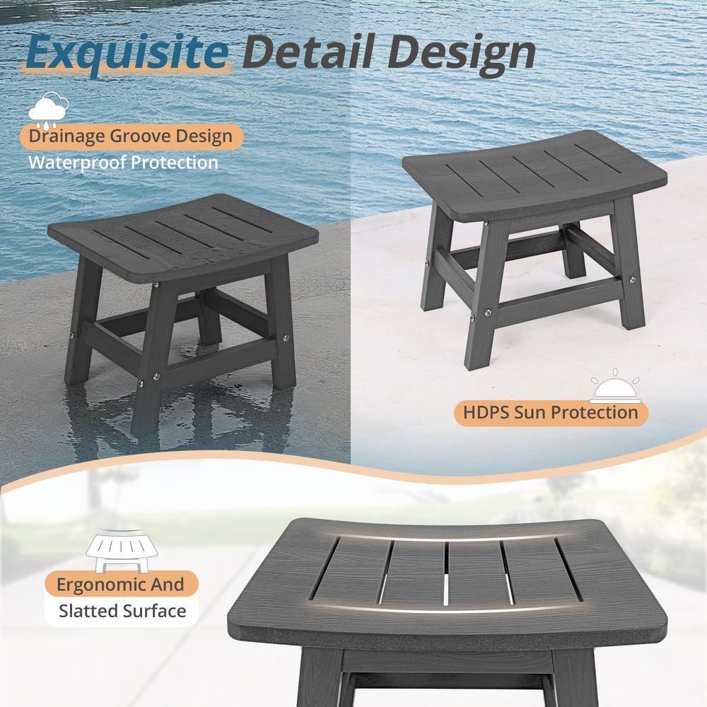 LUE BONA ottoman in use with Adirondack chair for ergonomic leg support