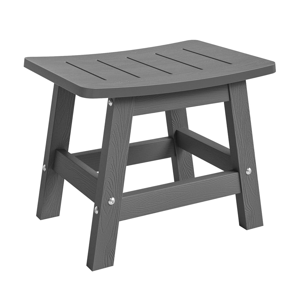 LUE BONA ottoman on patio used as side table for versatile outdoor use
