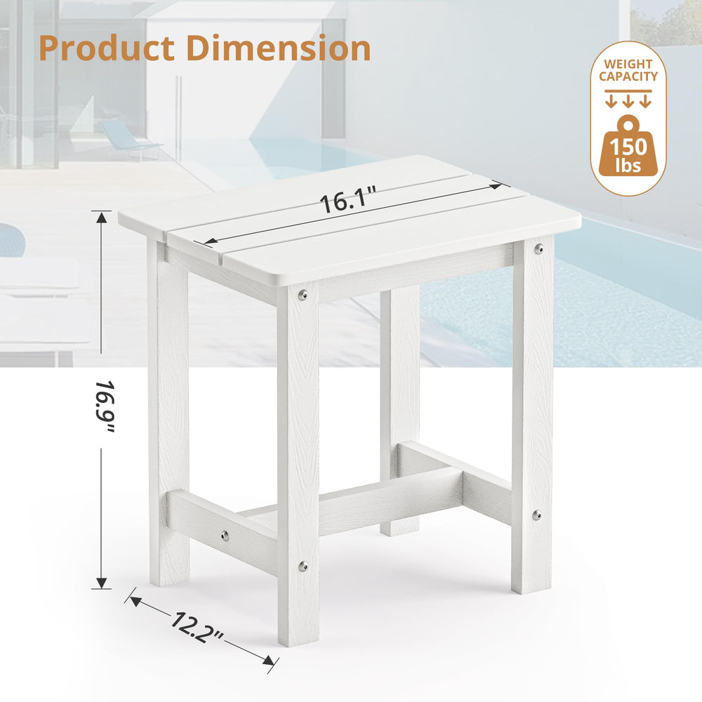 LUE BONA patio lifestyle scene with tables styled near pool showing weather-ready use
