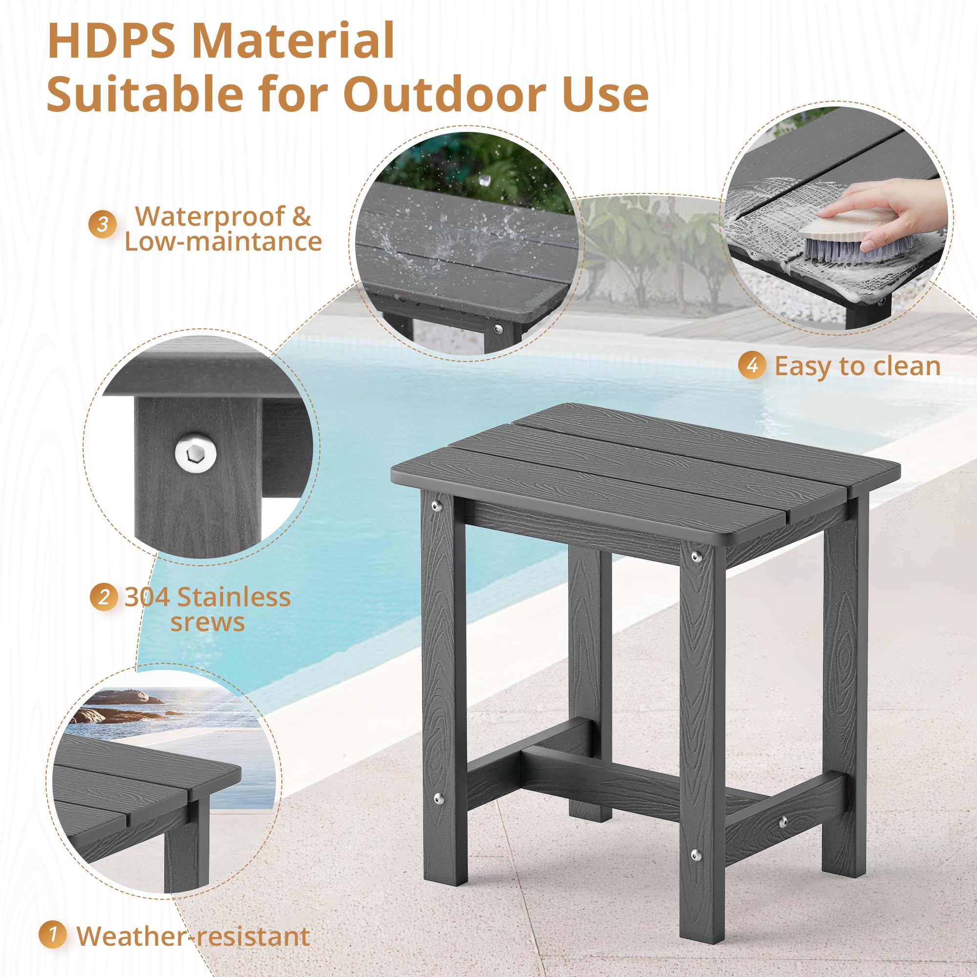 LUE BONA side table next to shoes showing compact size and scale