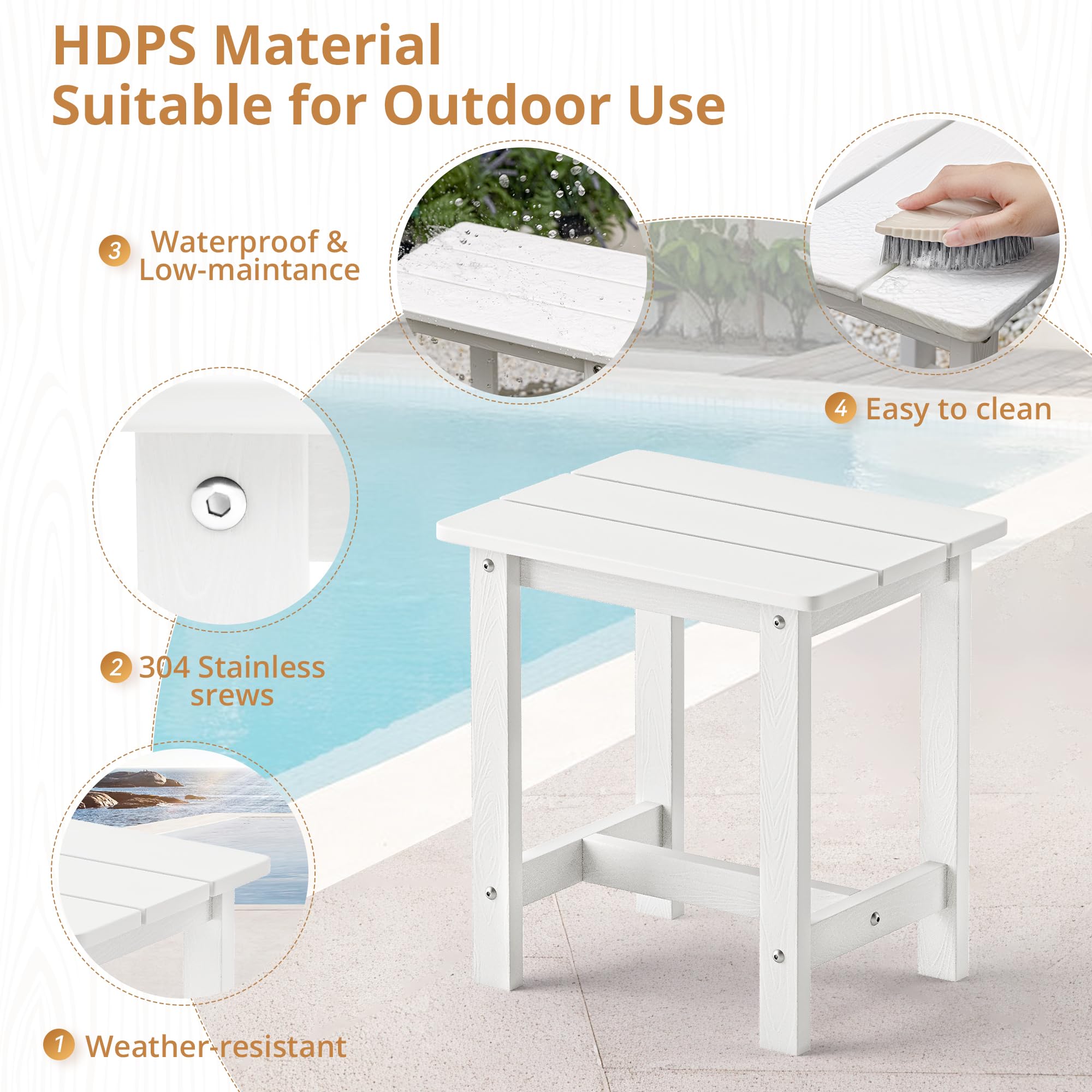 LUE BONA table next to shoes illustrating compact scale and space-saving benefit