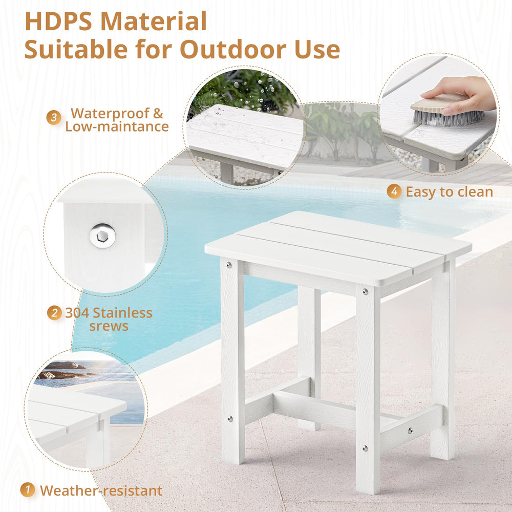 LUE BONA table next to shoes illustrating compact scale and space-saving benefit