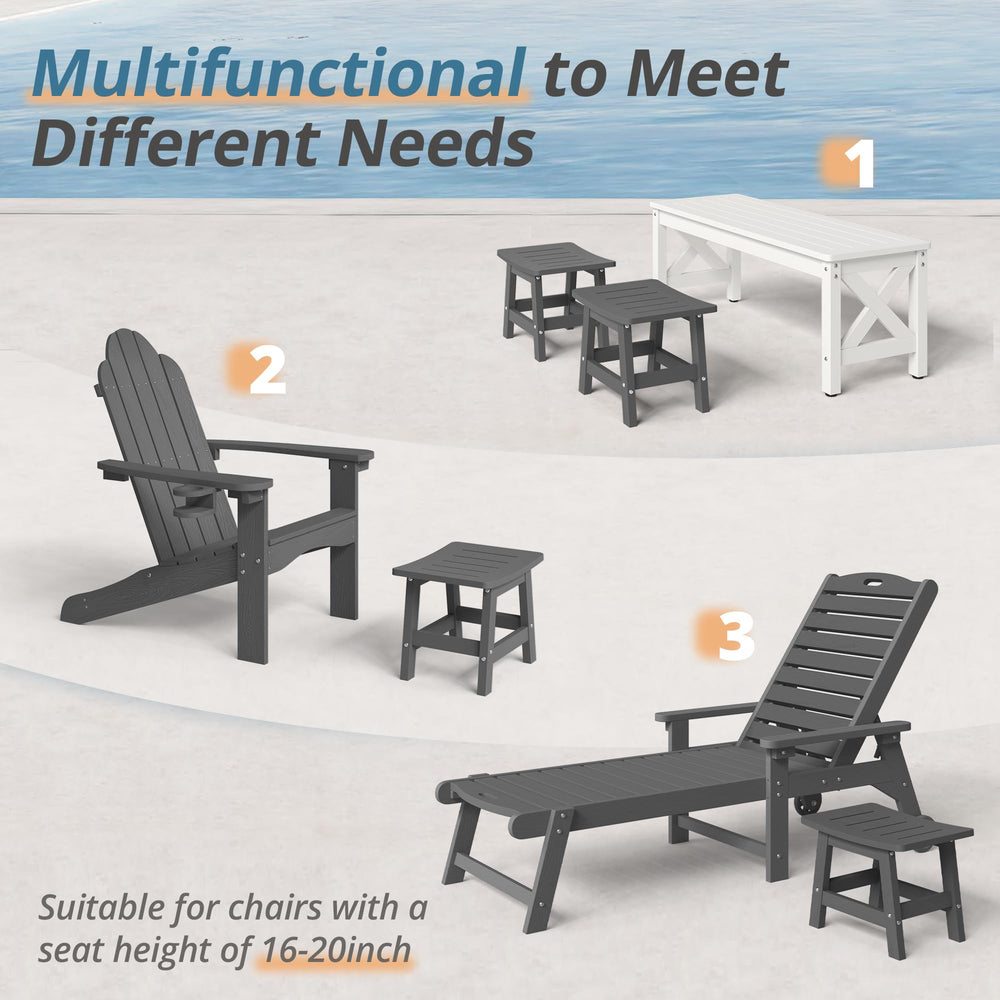 LUE BONA ottoman beside measuring tape illustrating compact dimensions