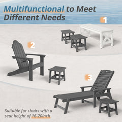 LUE BONA ottoman beside measuring tape illustrating compact dimensions
