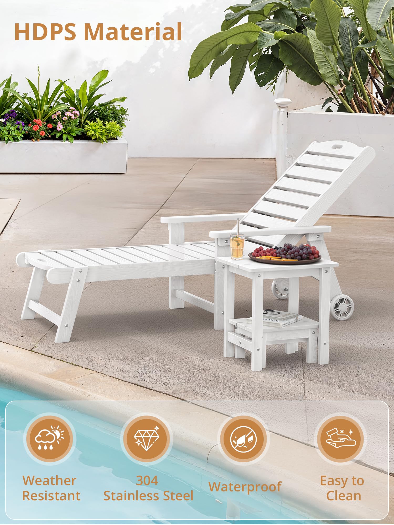 LUE BONA separated side table and footstool beside lounge chair for versatile use