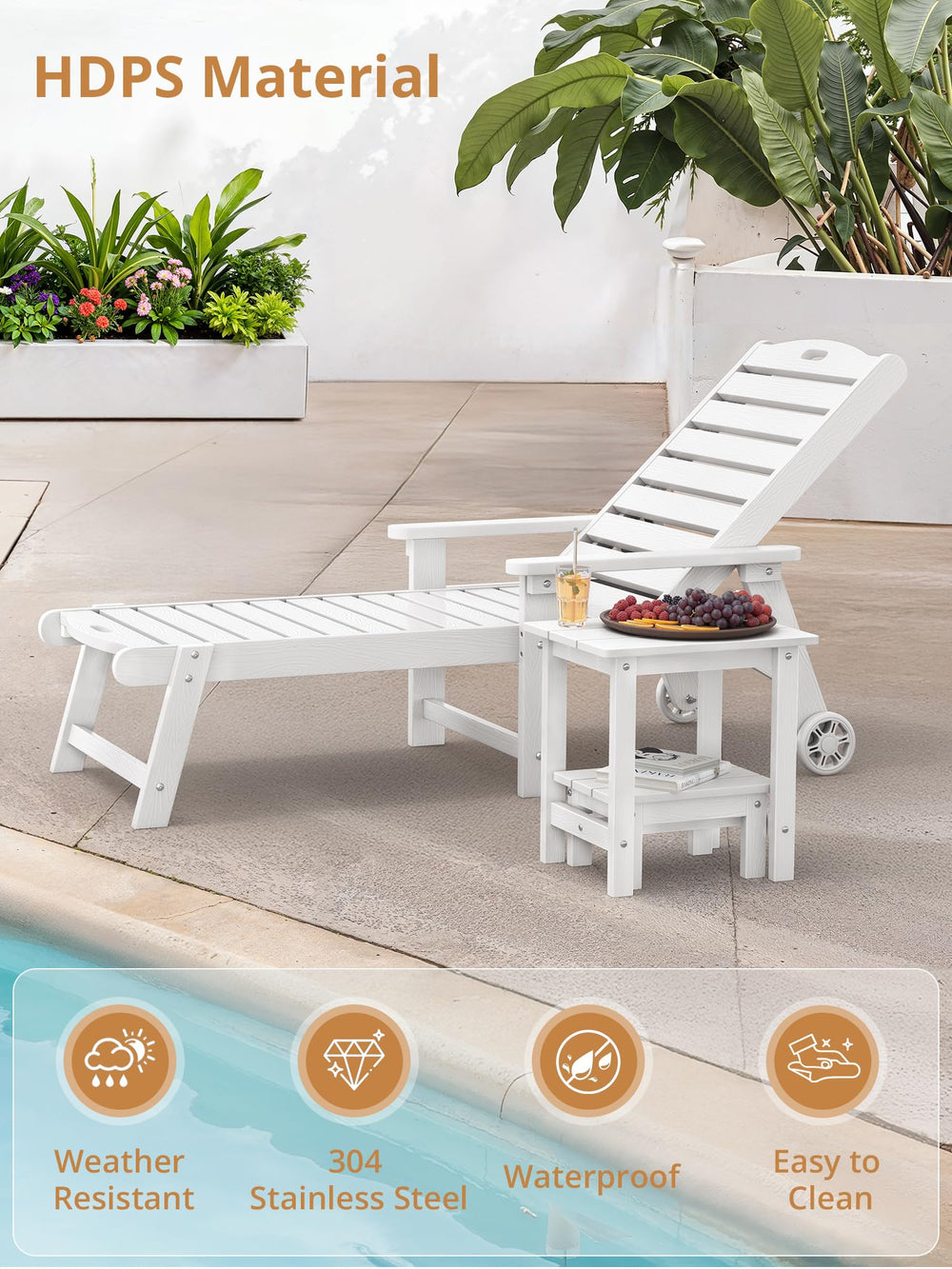 LUE BONA separated side table and footstool beside lounge chair for versatile use