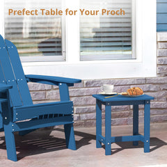 LUE BONA next to Adirondack chair showing proper height fit