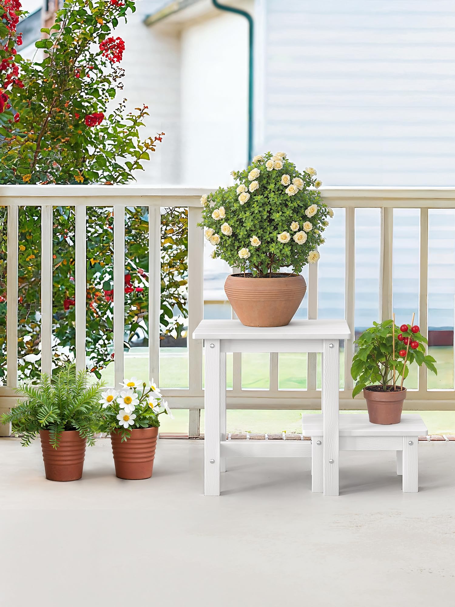 LUE BONA size comparison next to chair demonstrating compact footprint and scale