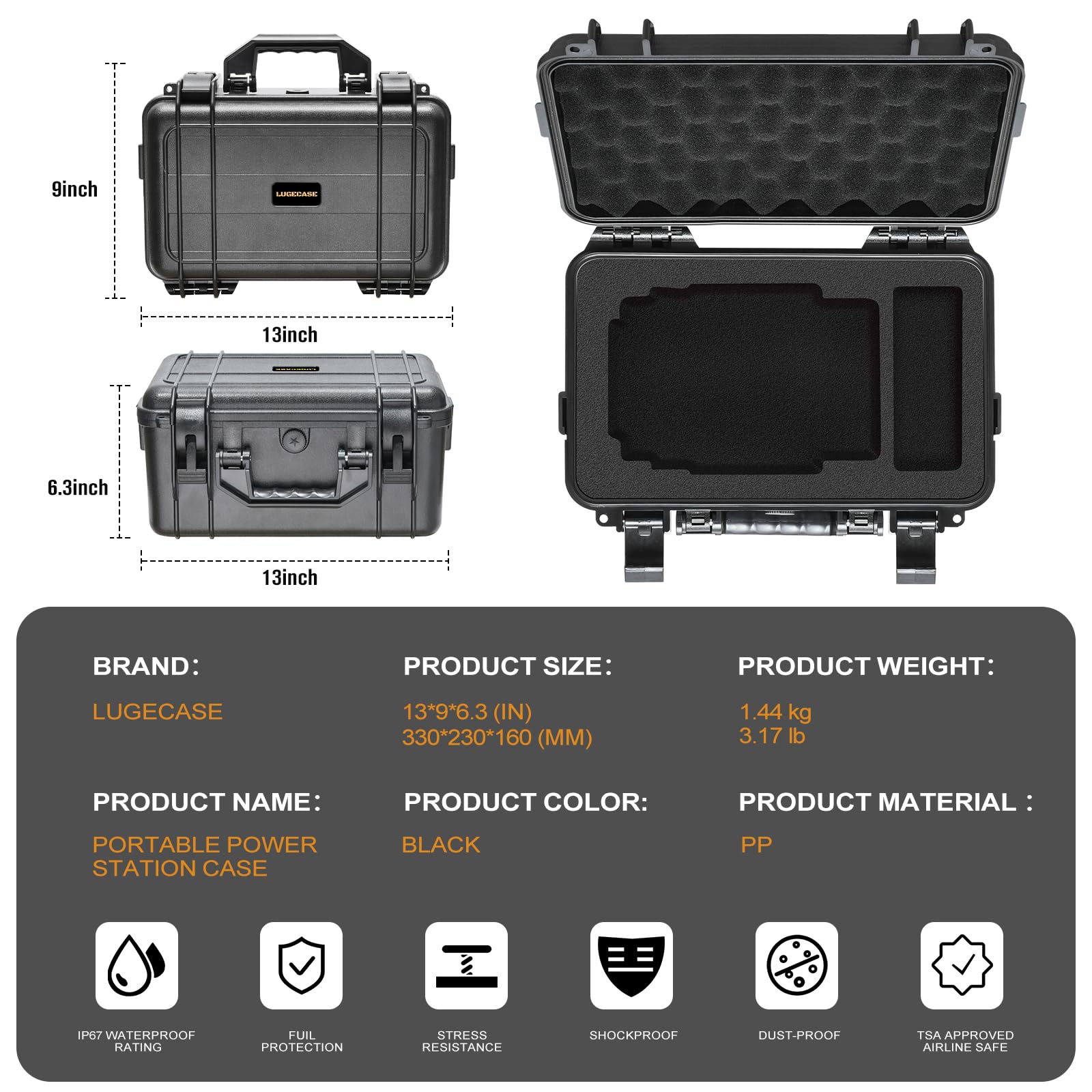 LUGECASE close-up of waterproof seal protecting electronics from moisture