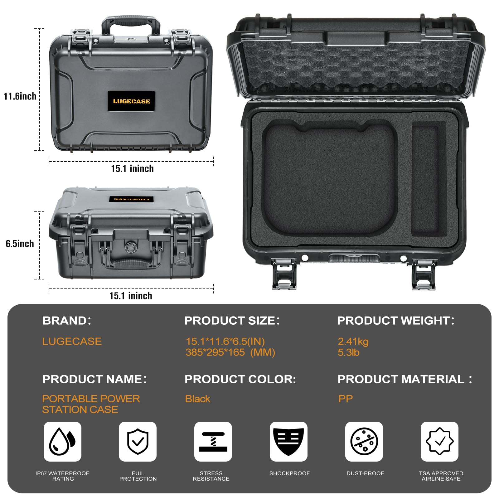 LUGECASE custom foam insert detail showing stable Explorer 300 hold