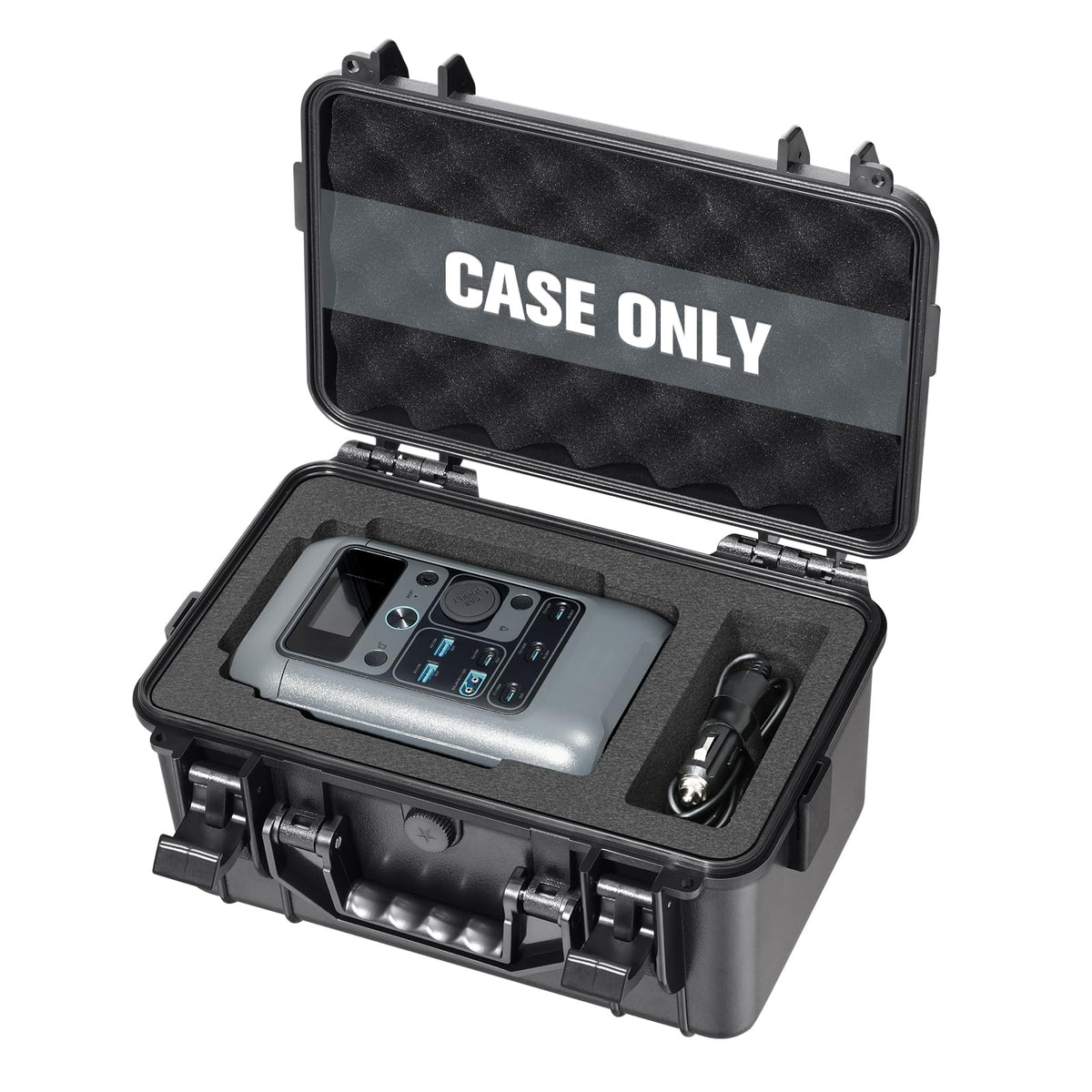 LUGECASE front view showing protective hard shell and easy carry benefit