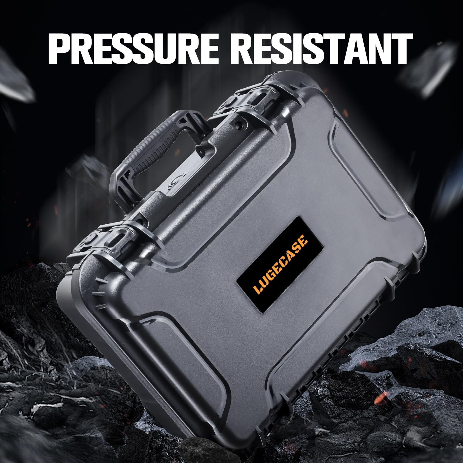 LUGECASE handle and latch close-up showing easy transport security