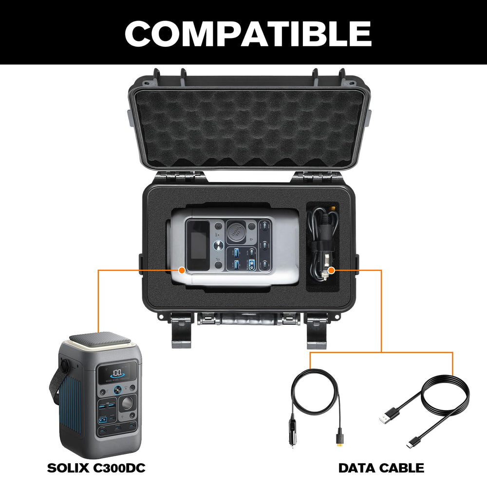 LUGECASE interior holding Anker Solix C300 and accessories for organized storage