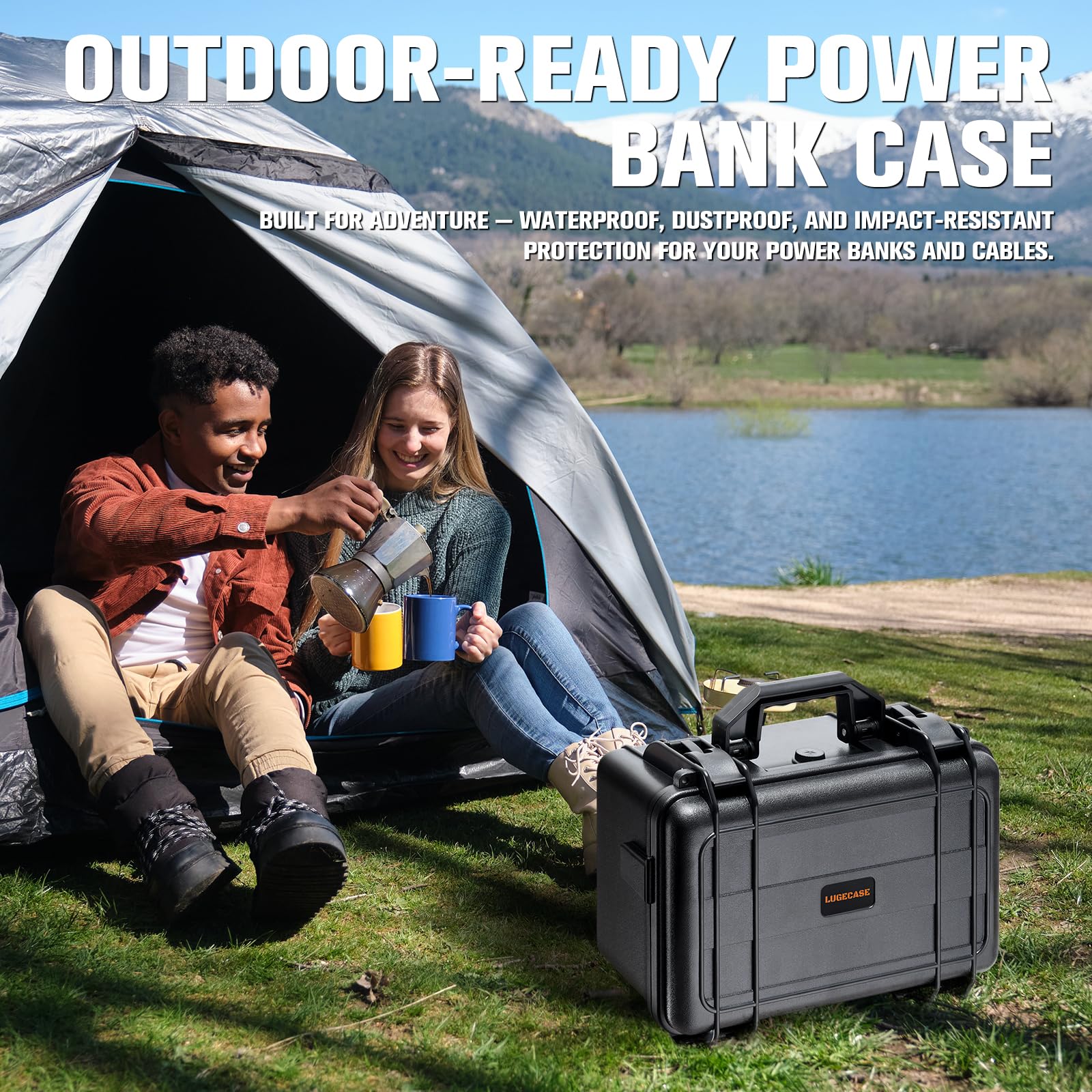 LUGECASE on campsite table with Solix C300 offering quick-access power readiness
