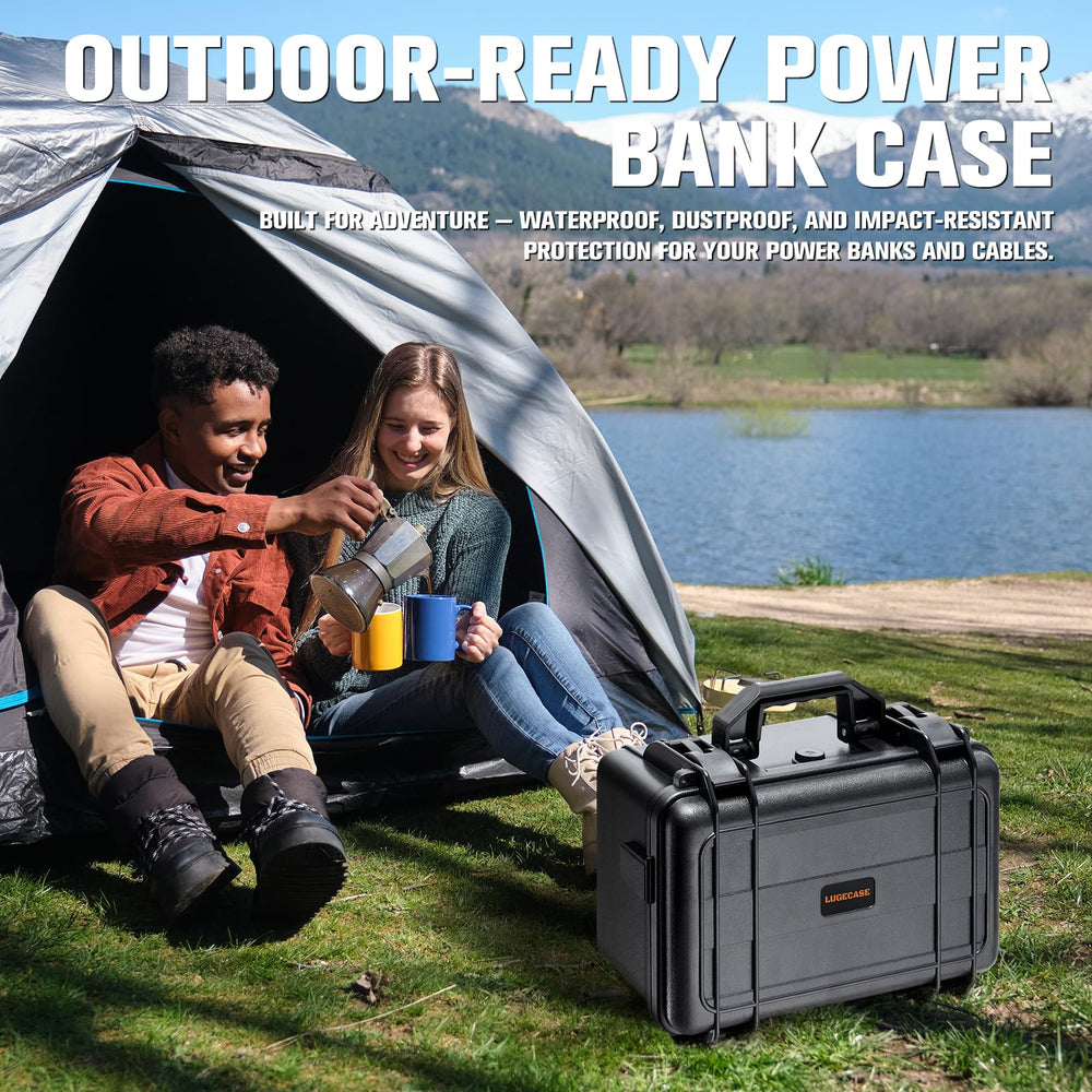 LUGECASE on campsite table with Solix C300 offering quick-access power readiness