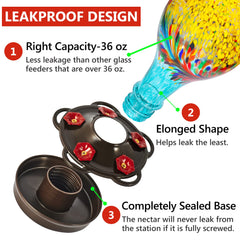 LUJII feeder hanging in garden attracting hummingbirds and enhancing outdoor decor