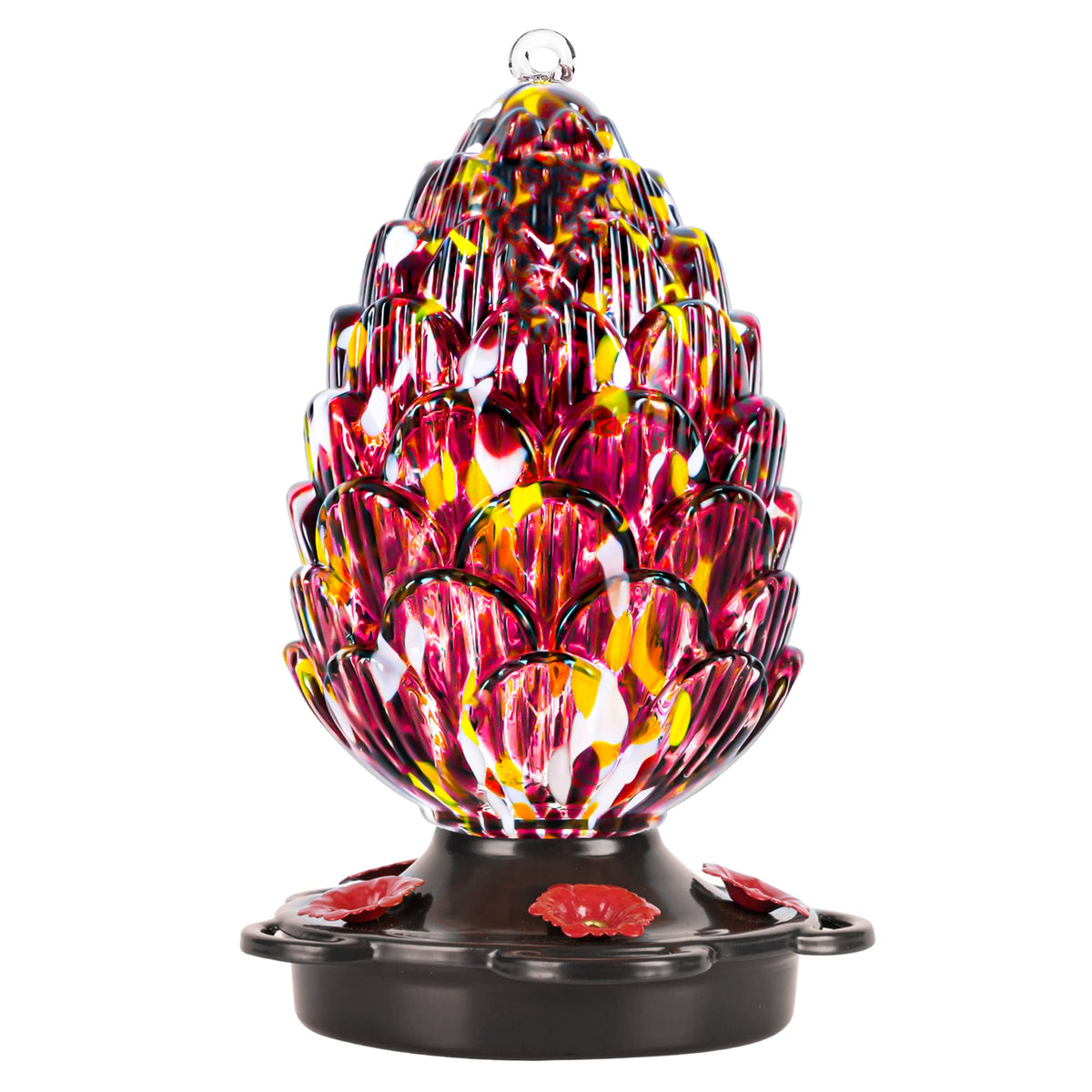 LUJII front view of pine cone feeder showing shape and color benefit aesthetic appeal