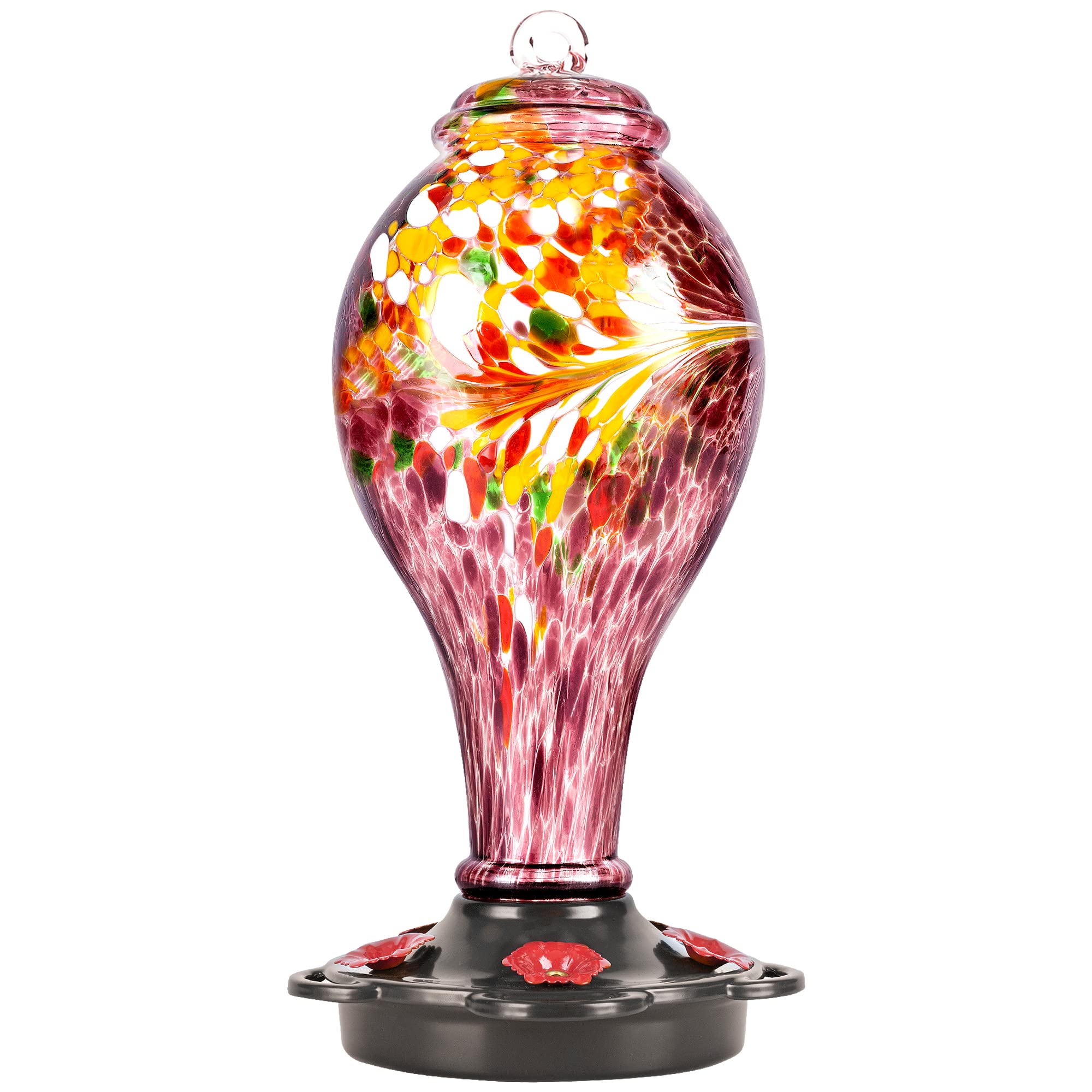 LUJII front view purple feeder showing decorative shape and practical design benefit