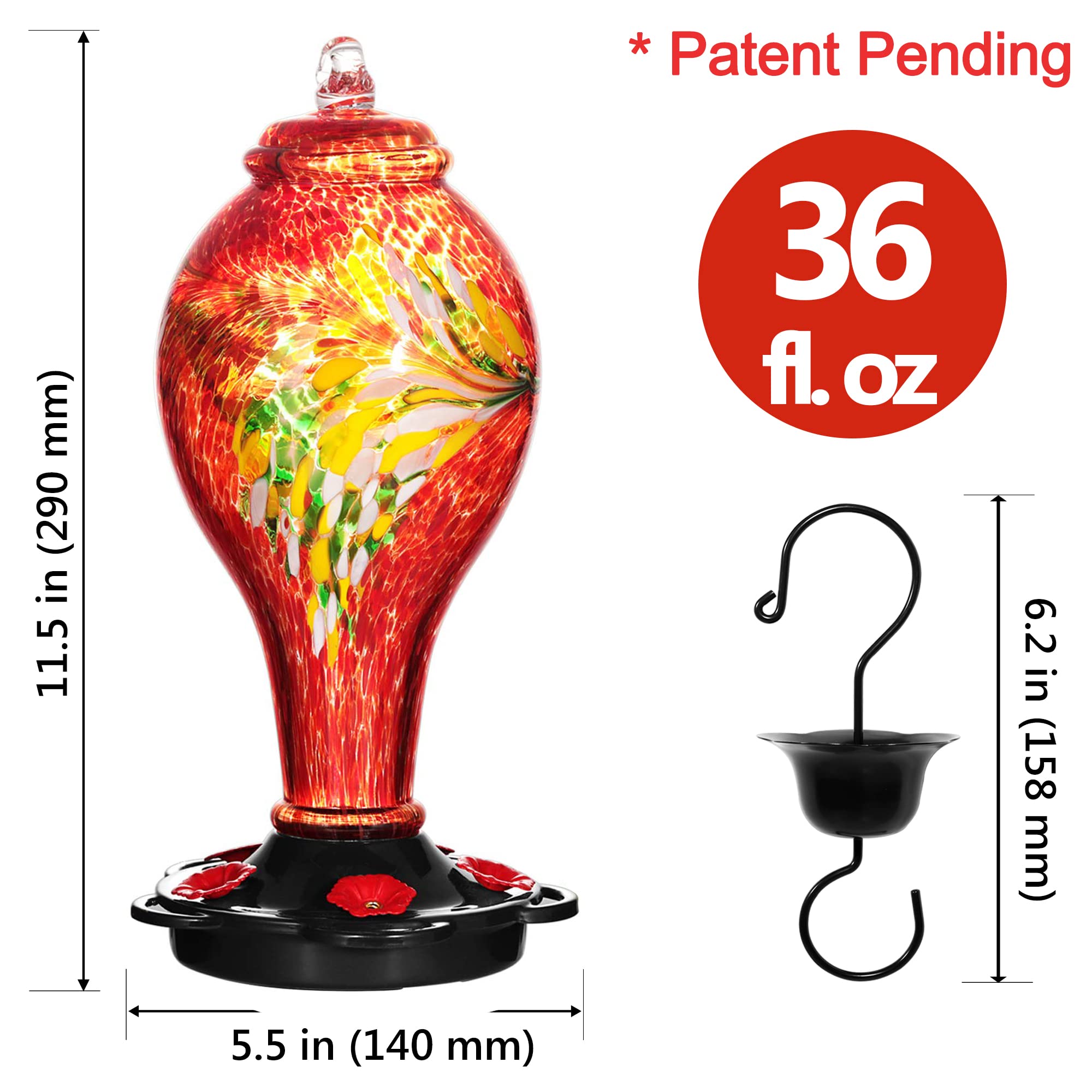 LUJII feeder hanging in garden, enhancing backyard decor while attracting hummingbirds