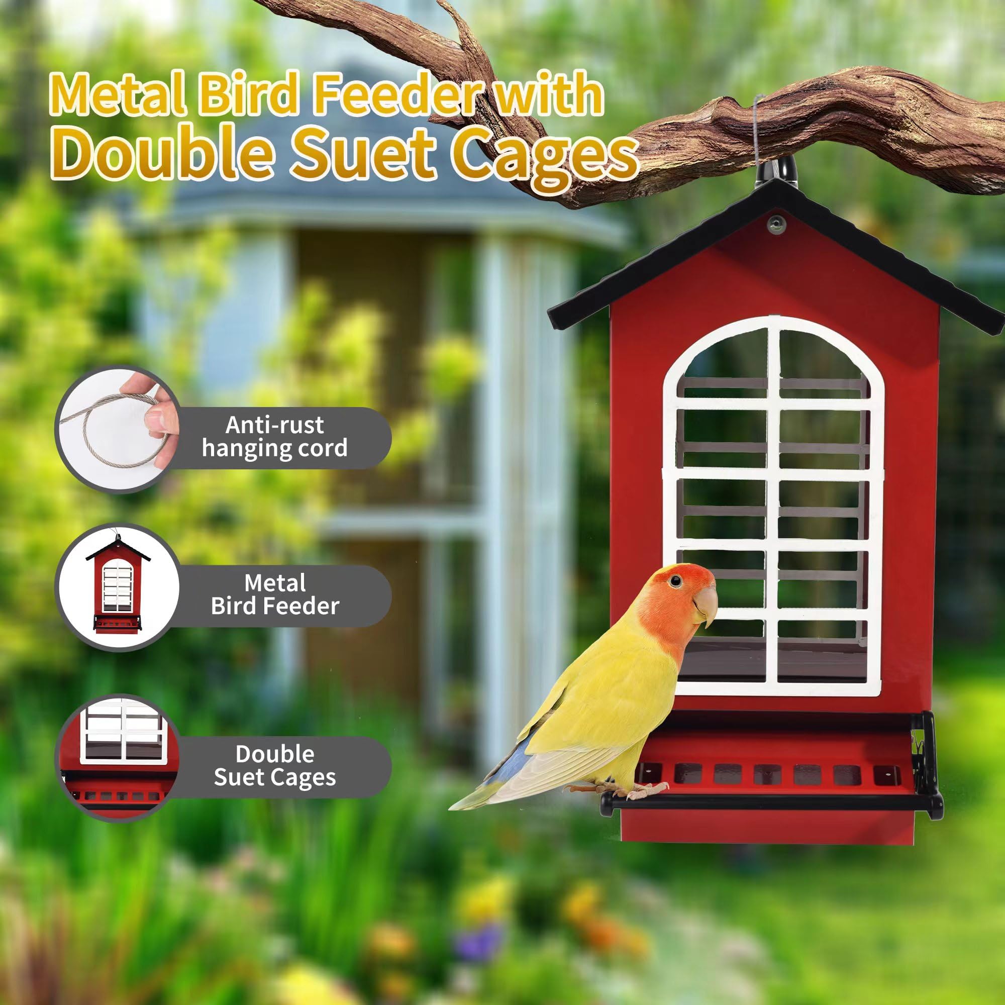 LUKCOZMO feeder with detachable roof open for filling, simplifies refills and cleaning