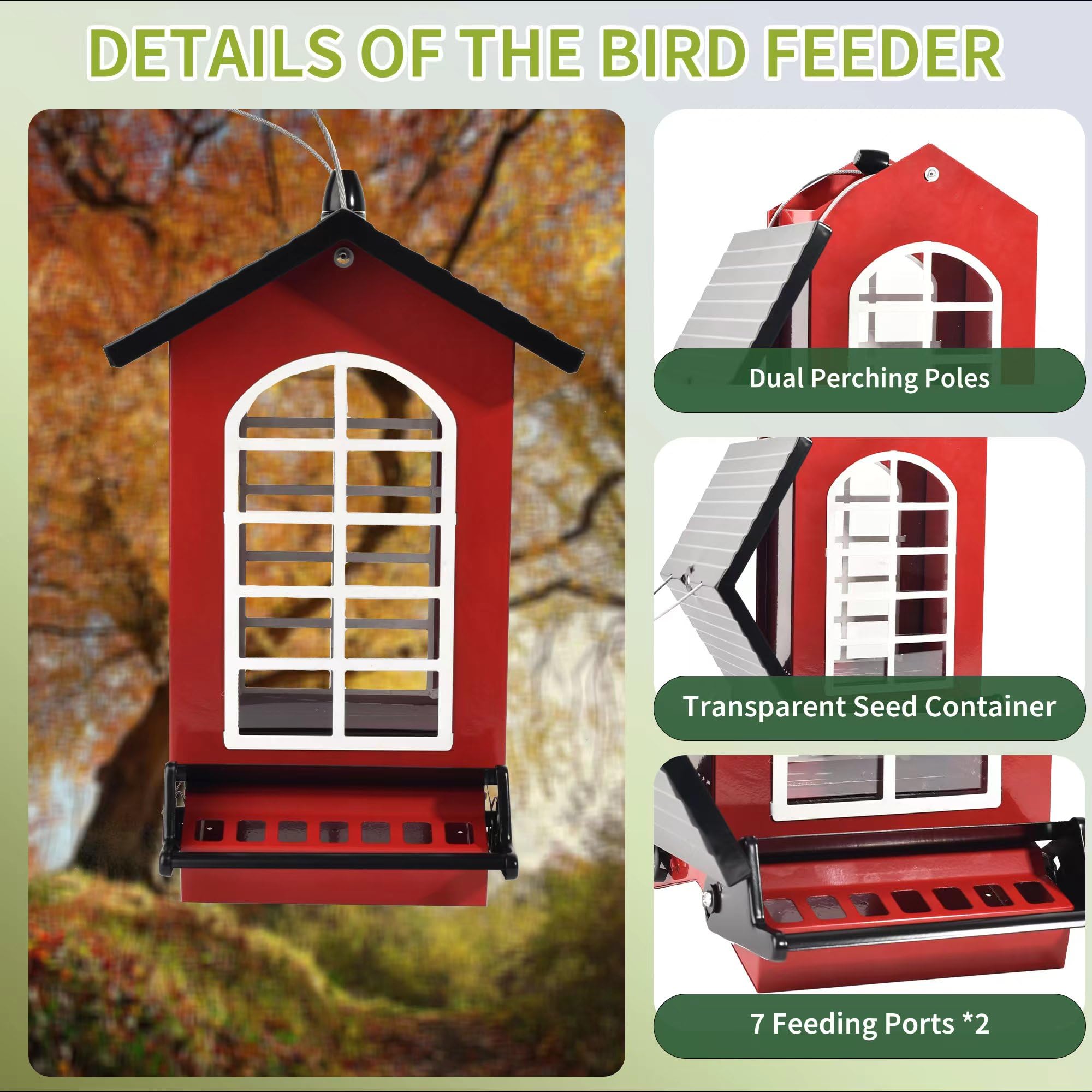 LUKCOZMO feeder beside ruler for scale, shows 8-pound capacity and compact size