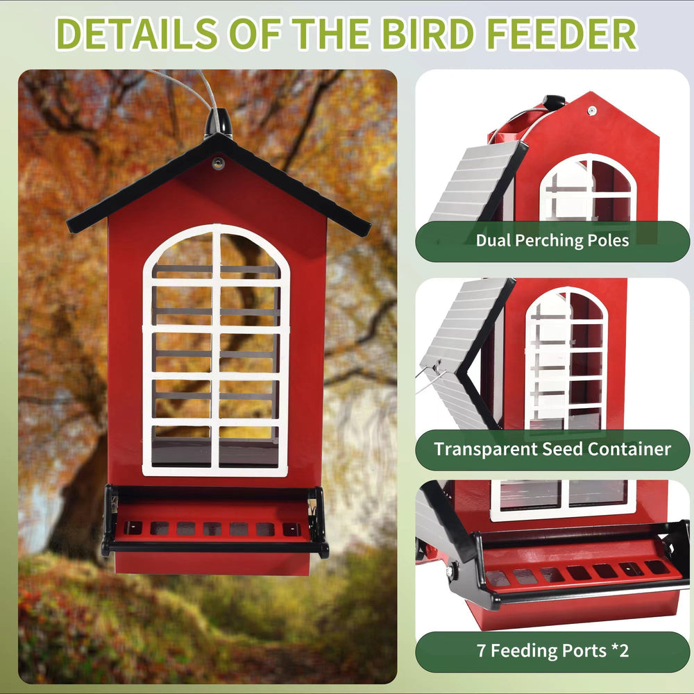 LUKCOZMO feeder beside ruler for scale, shows 8-pound capacity and compact size