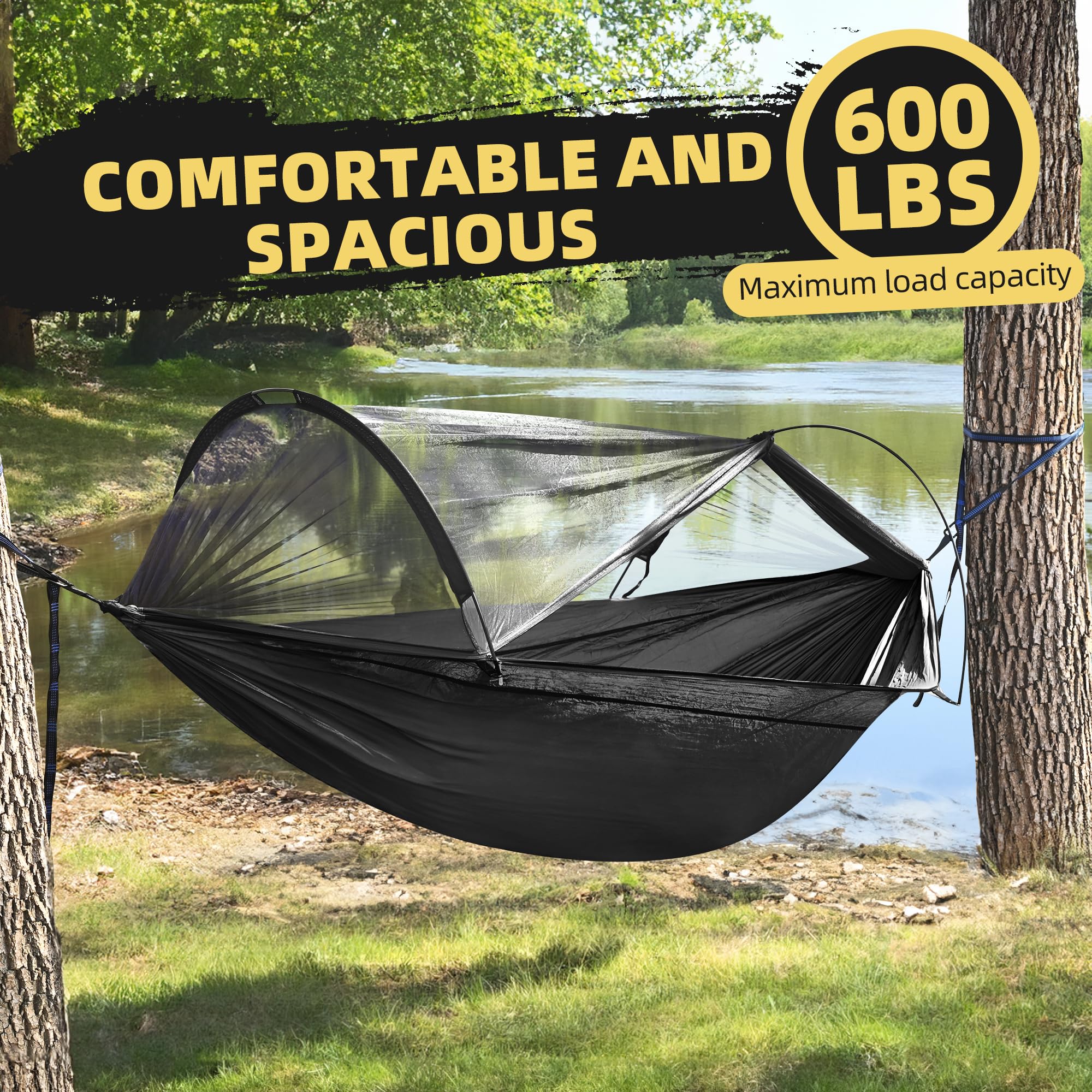 Lulladle hammock set in backyard demonstrating relaxing outdoor shelter