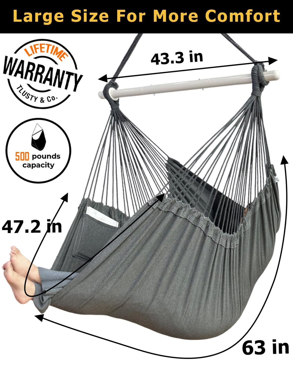 Lulladle two included cushions and reinforced stitching providing head and back support