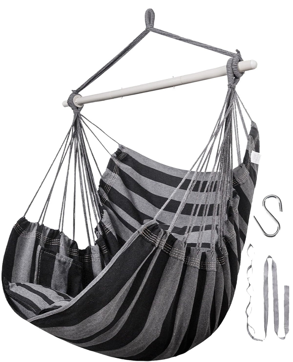 Lulladle front view of hammock chair showing full seat for comfortable lounging