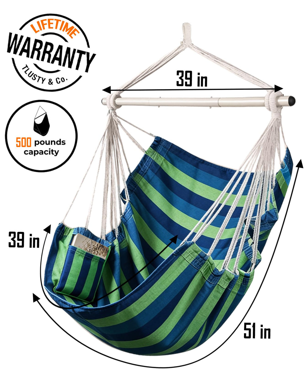 Lulladle hammock chair hung in bedroom showing cozy indoor use