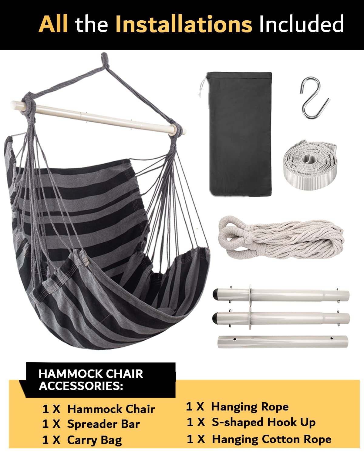 Lulladle hammock chair with person for size and 500 lb capacity perspective