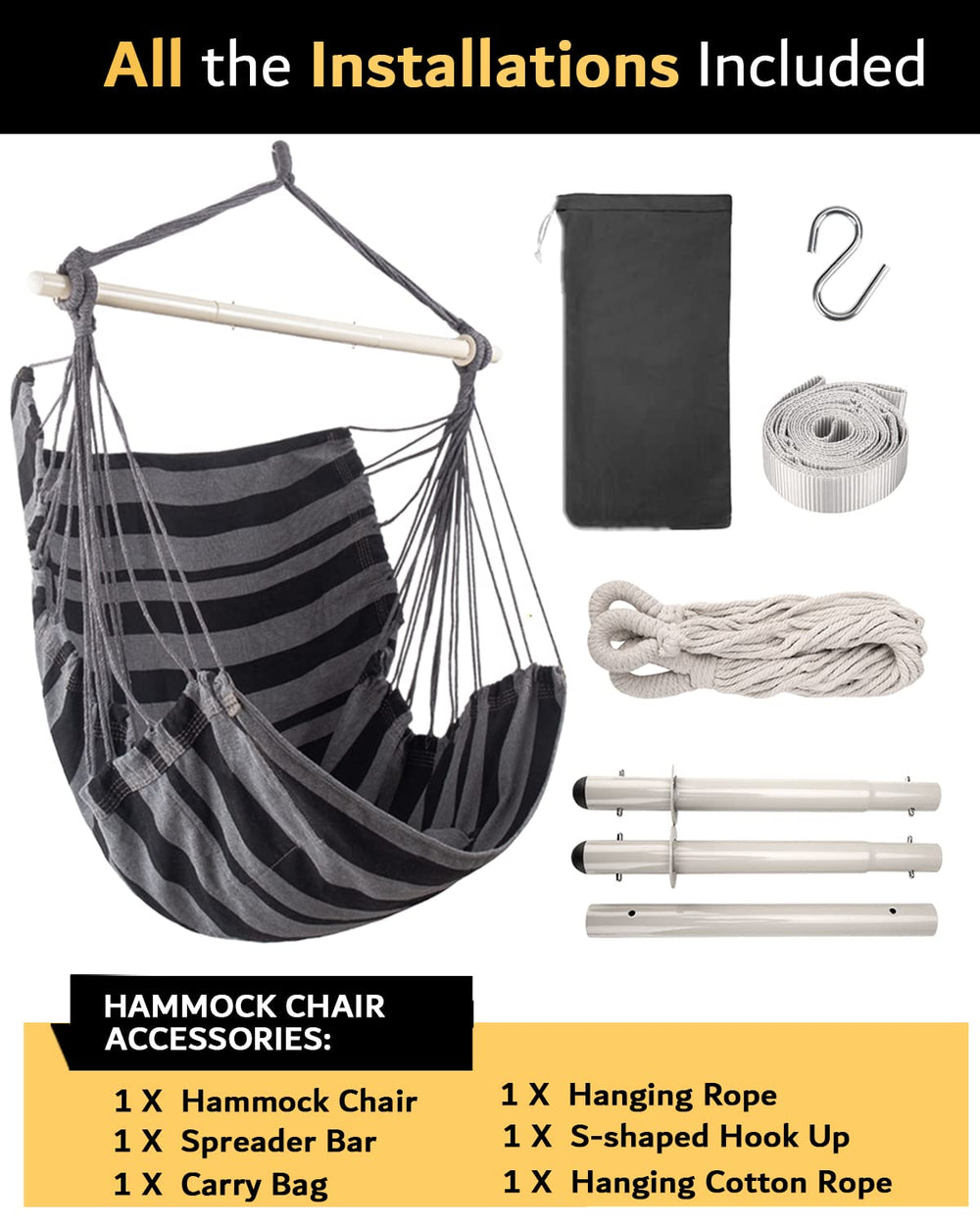 Lulladle hammock chair with person for size and 500 lb capacity perspective