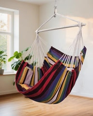 Lulladle rainbow close-up of woven ropes highlighting soft durable fabric for comfortable seating