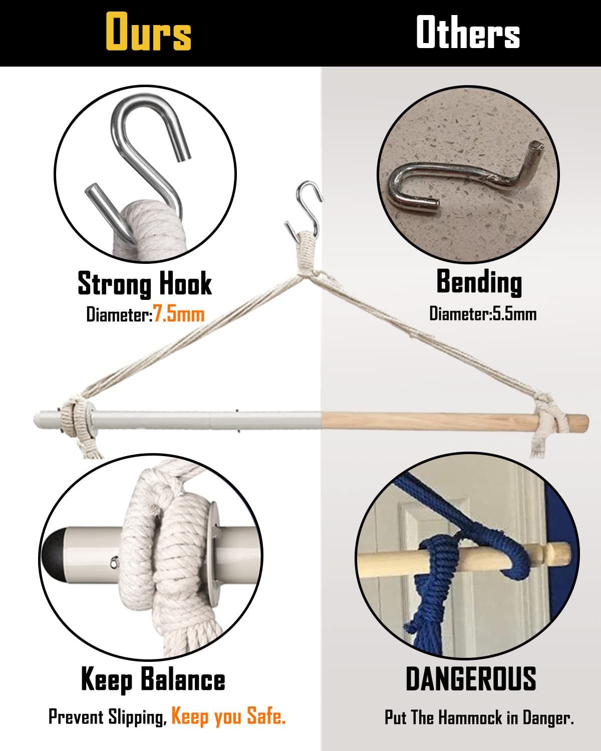 Lulladle rainbow metal spreader bar and anti-slip hardware offering secure strong support