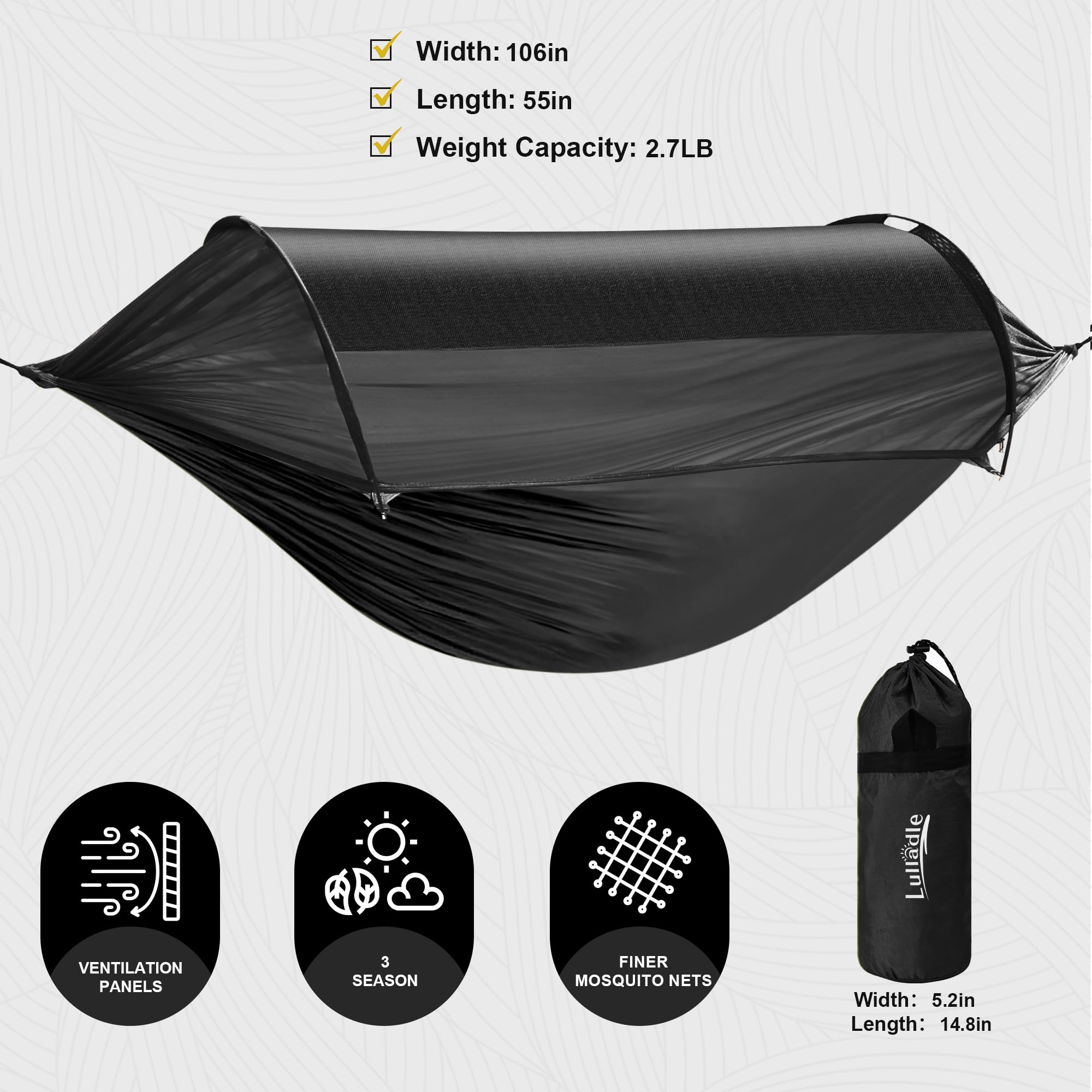 Lulladle foldable 7075 aluminum rods and carabiners highlighting durable support